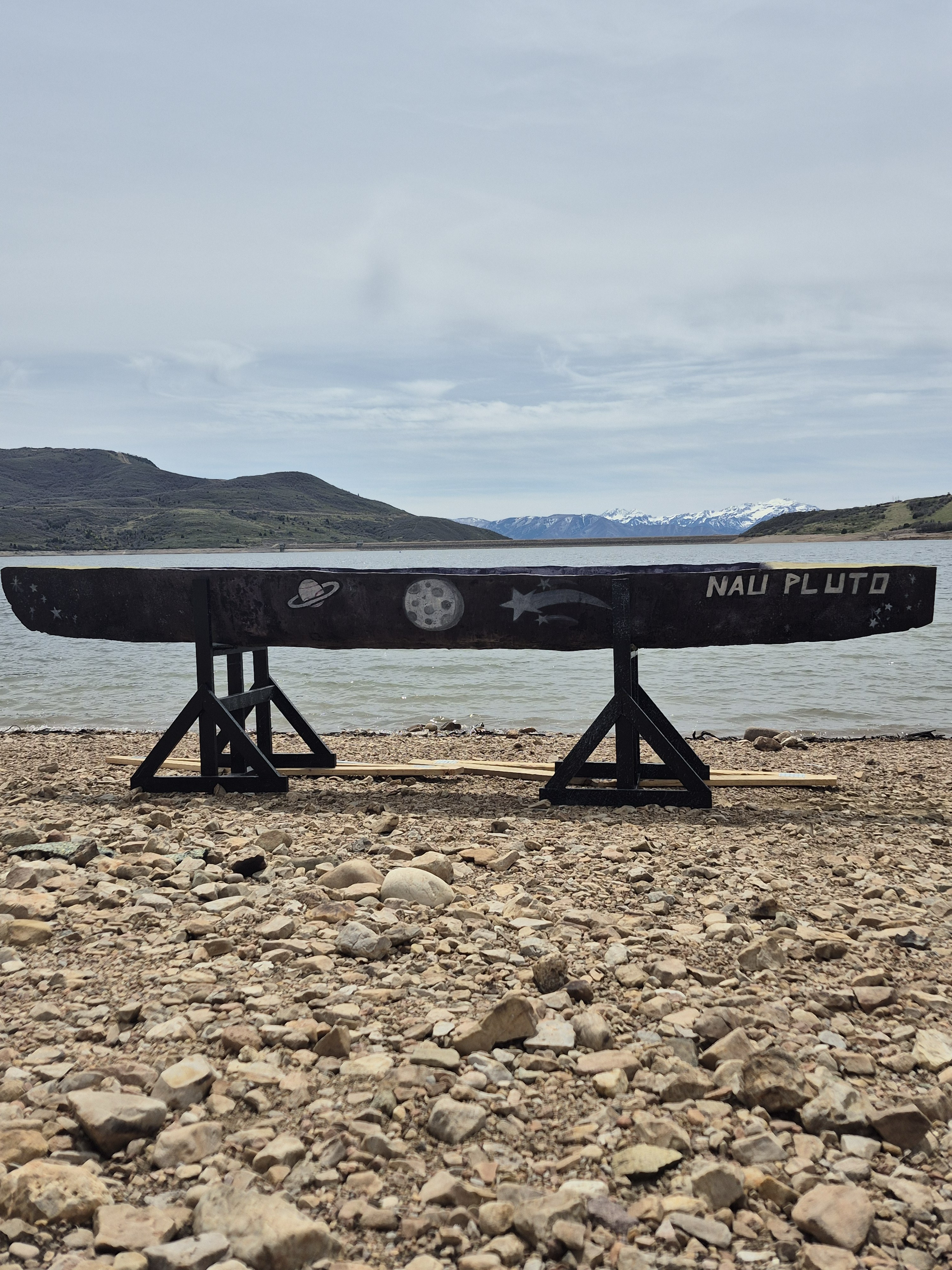 Finished canoe on custom stand