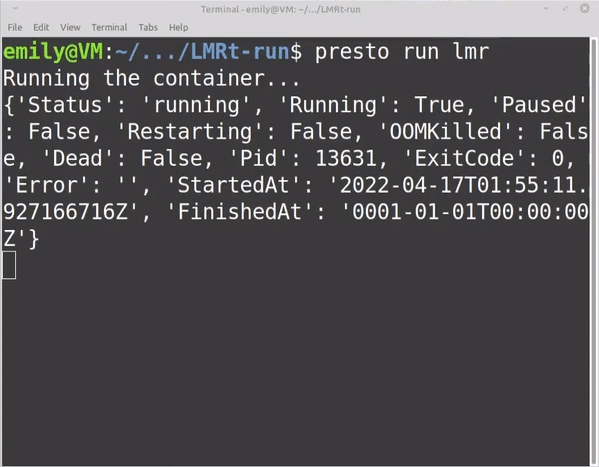 example showing CLI usage