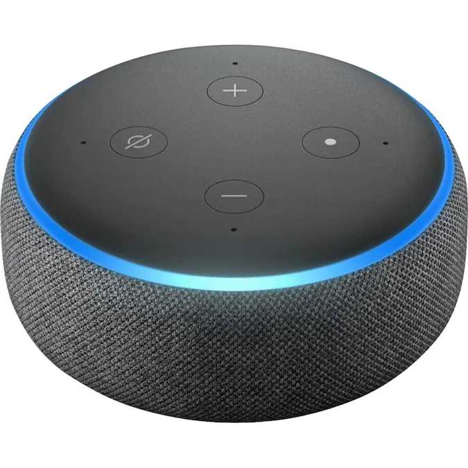 An Amazon Echo Dot (3rd generation), an Alexa capable device.