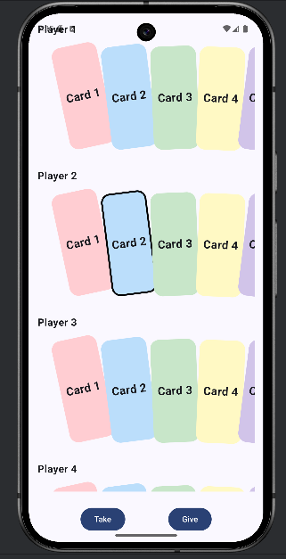 Multiplayer card layout prototype