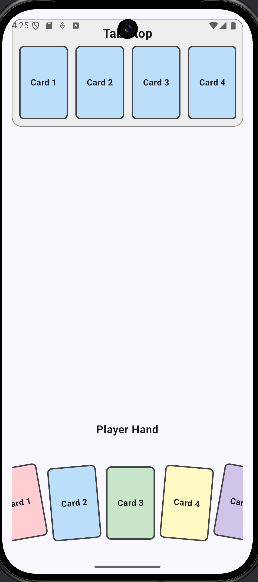 Tabletop card layout with player hand prototype