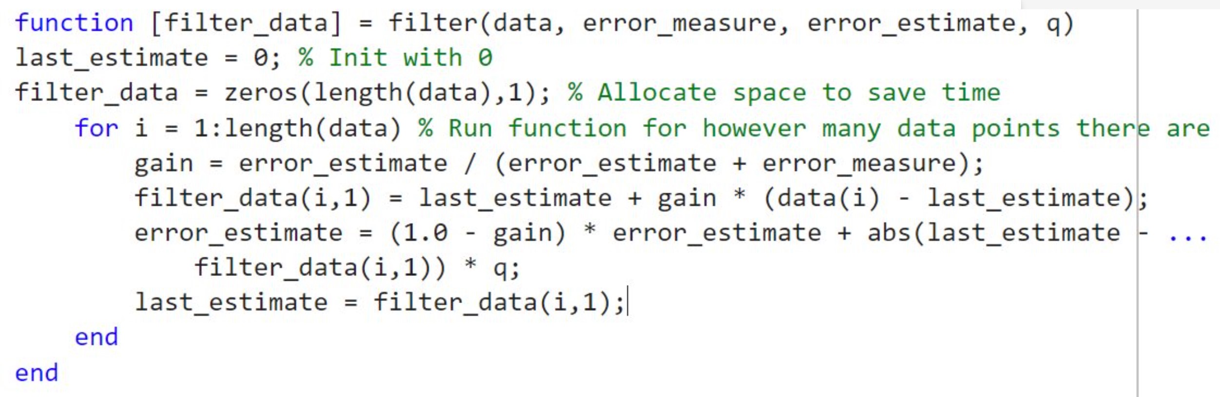 Filter implementation code