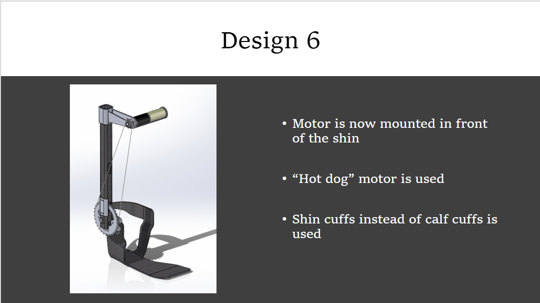 An image that shows the painful iterative process of engineering. There are six designs prior to the final redesign